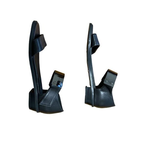 Midas Black‎ Leather Sandals With Silver Metal Ankle Strap Size 39-8 - Picture 10 of 16